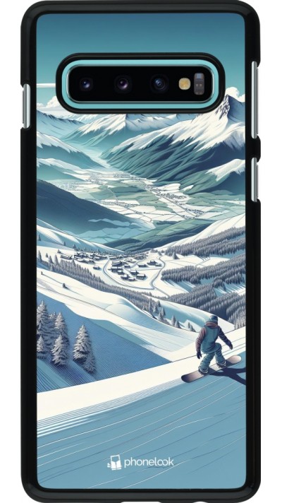 Samsung Galaxy S10 Case Hülle - Snowboarder Berg