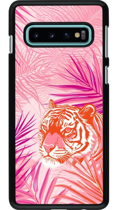 Coque Samsung Galaxy S10 - Tigre palmiers roses