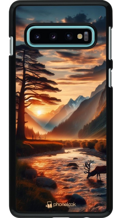 Samsung Galaxy S10 Case Hülle - Tal Sonnenuntergang Hirsch Baum