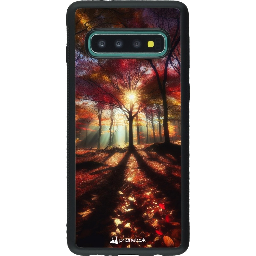 Samsung Galaxy S10 Case Hülle - Silikon schwarz Herbstlicher goldener Glanz