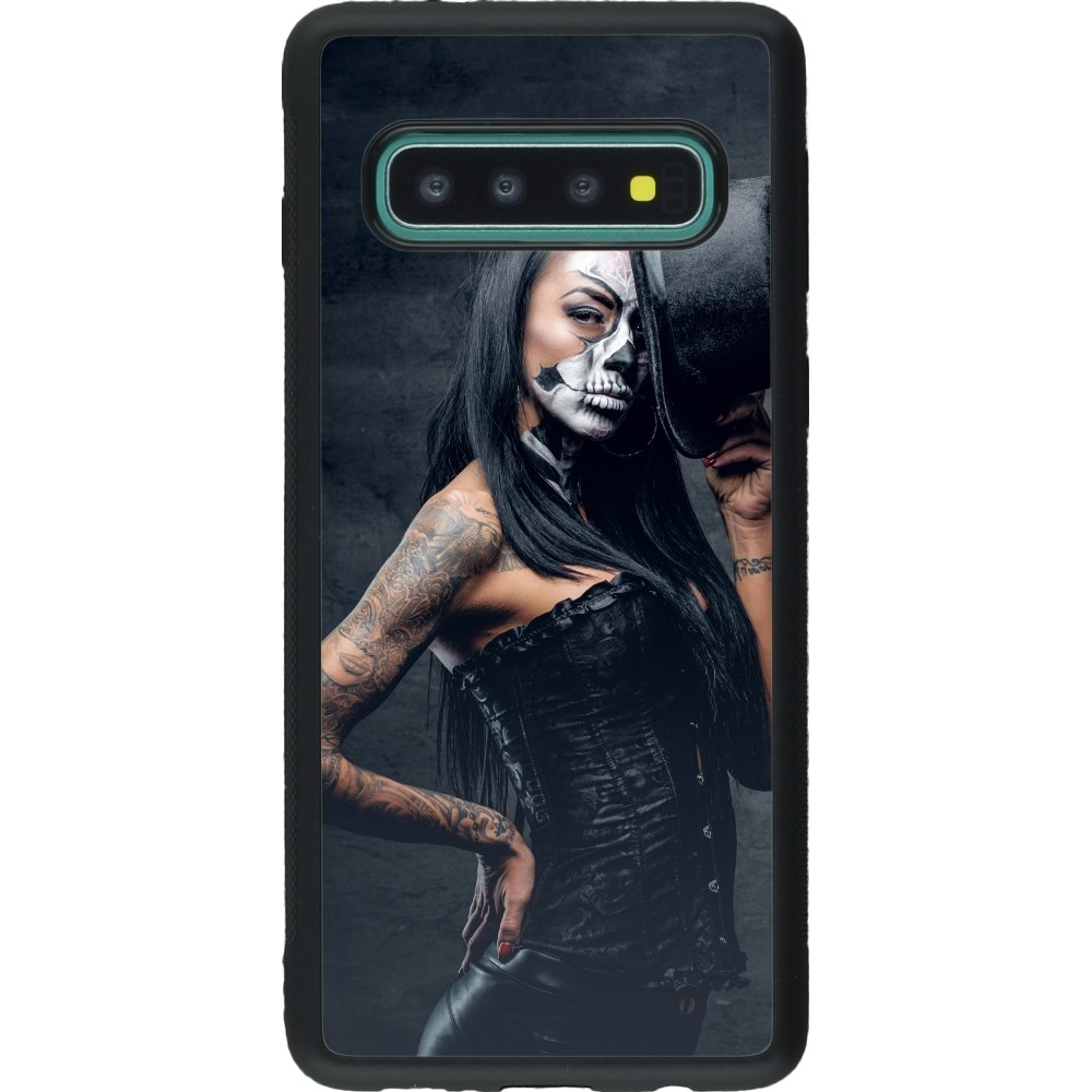 Samsung Galaxy S10 Case Hülle - Silikon schwarz Halloween 22 Tattooed Girl