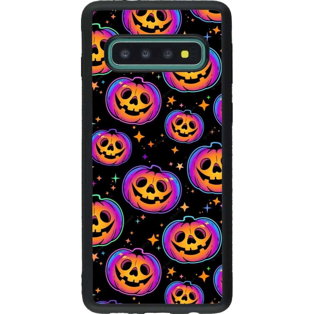 Samsung Galaxy S10 Case Hülle - Silikon schwarz Halloween 2024 rainbow pumpkins