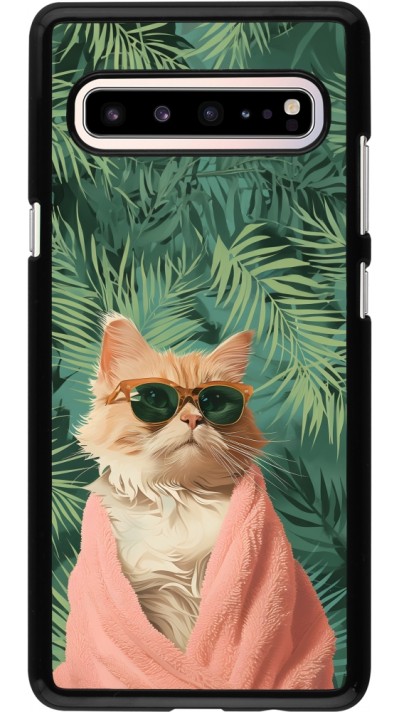 Samsung Galaxy S10 5G Case Hülle - Cat Summer Palms