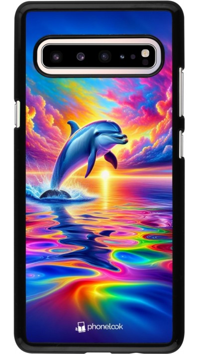 Samsung Galaxy S10 5G Case Hülle - Glücklicher Regenbogen-Delfin