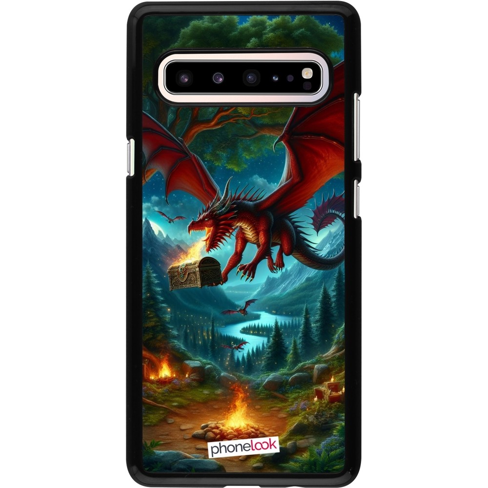 Samsung Galaxy S10 5G Case Hülle - Drache Fliegend Wald Schatz