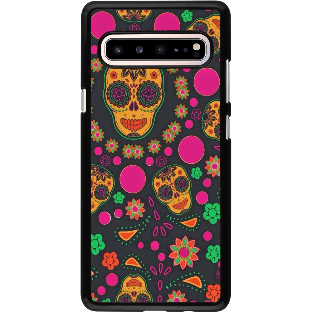 Samsung Galaxy S10 5G Case Hülle - Halloween 22 colorful mexican skulls