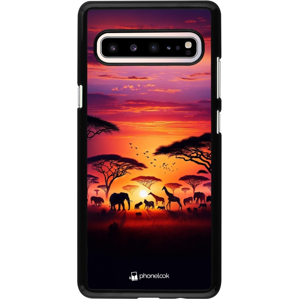 Samsung Galaxy S10 5G Case Hülle - Safari Sonnenuntergang Wildtiere