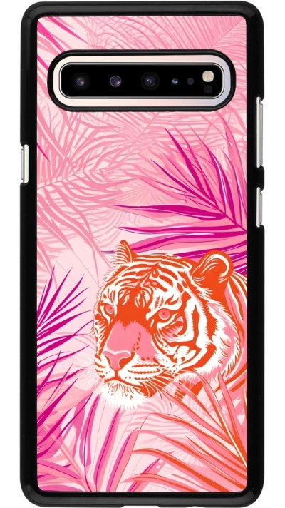 Coque Samsung Galaxy S10 5G - Tigre palmiers roses