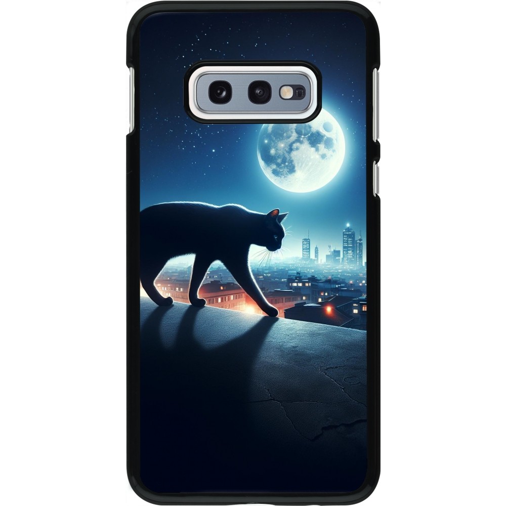 Samsung Galaxy S10e Case Hülle - Schwarze Katze unter dem Vollmond