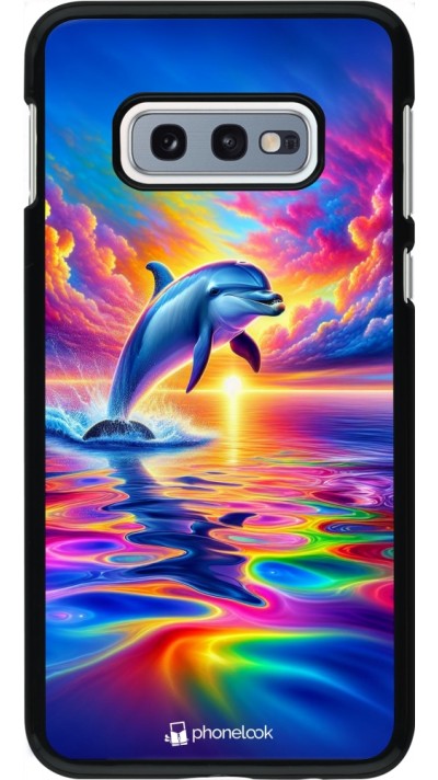 Samsung Galaxy S10e Case Hülle - Glücklicher Regenbogen-Delfin