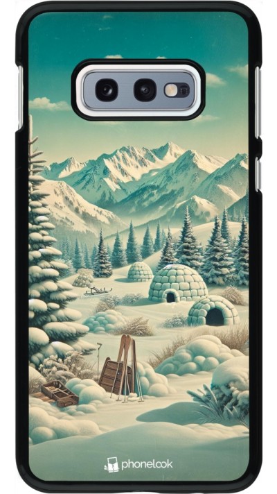 Samsung Galaxy S10e Case Hülle - Vintage Schneebedeckter Berg Iglu