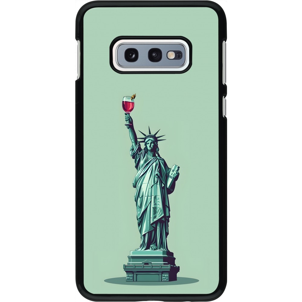 Samsung Galaxy S10e Case Hülle - Freiheitsstatue mit einem Glas Wein