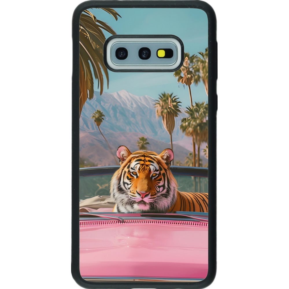 Samsung Galaxy S10e Case Hülle - Silikon schwarz Tiger Auto rosa