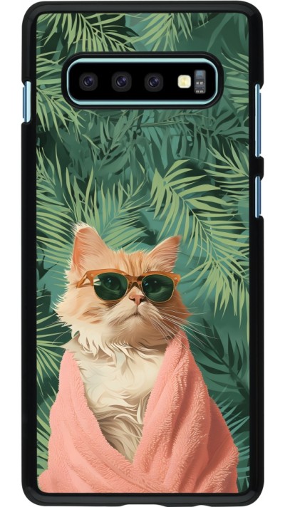 Samsung Galaxy S10+ Case Hülle - Cat Summer Palms