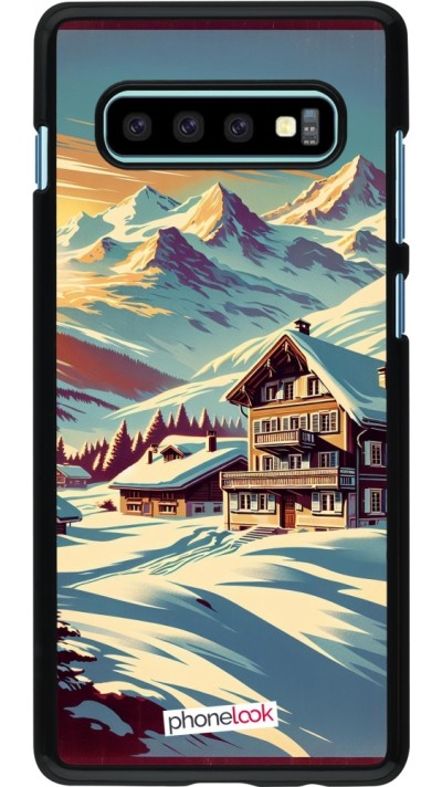 Samsung Galaxy S10+ Case Hülle - Chalet Berg verschneit