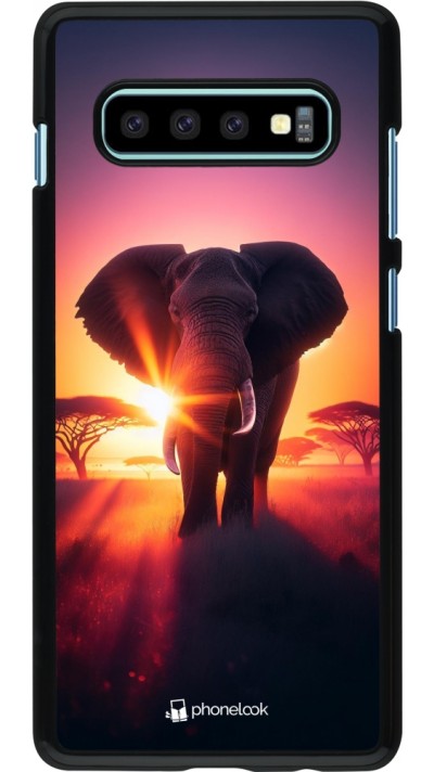 Samsung Galaxy S10+ Case Hülle - Elefant Sonnenaufgang Schönheit