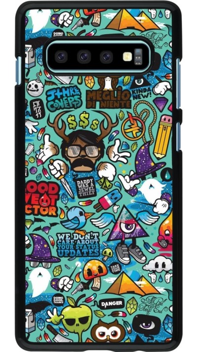 Samsung Galaxy S10+ Case Hülle - Mixed Cartoons Turquoise