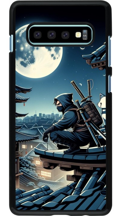 Samsung Galaxy S10+ Case Hülle - Ninja unter dem Mond