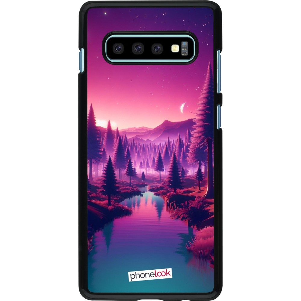 Samsung Galaxy S10+ Case Hülle - Lila-rosa Landschaft