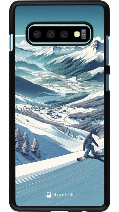 Samsung Galaxy S10+ Case Hülle - Snowboarder Berg