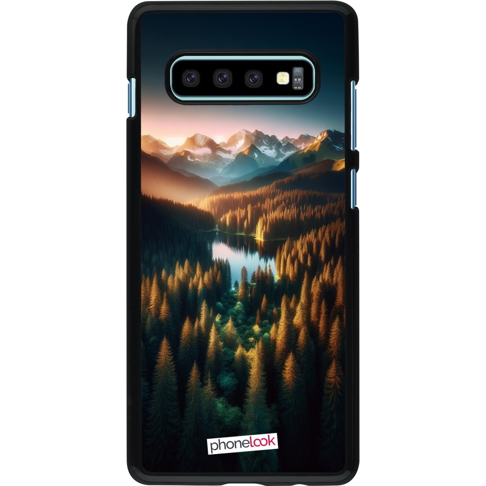 Samsung Galaxy S10+ Case Hülle - Sonnenuntergang Waldsee