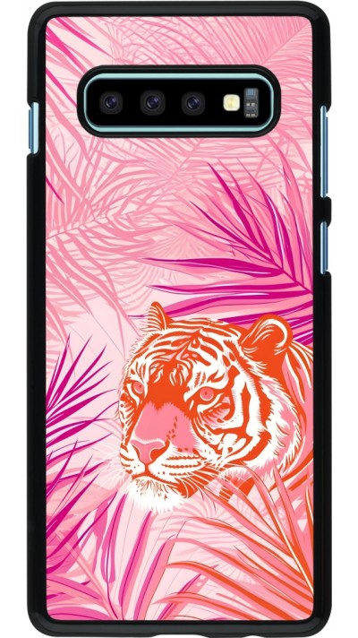 Coque Samsung Galaxy S10+ - Tigre palmiers roses