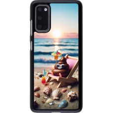 Samsung Galaxy S20 Case Hülle - Kackhaufen Emoji auf Liegestuhl