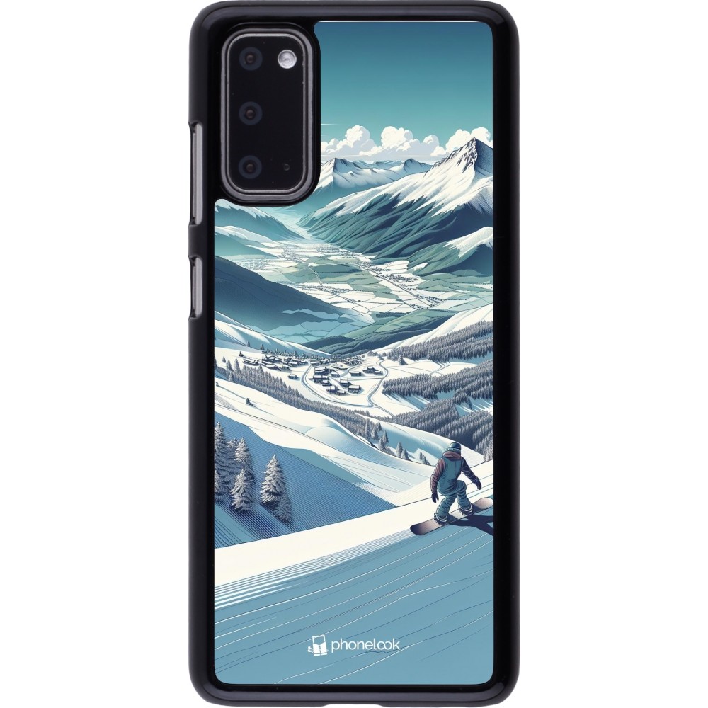 Samsung Galaxy S20 Case Hülle - Snowboarder Berg