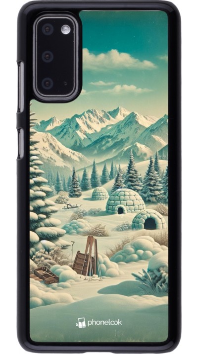 Samsung Galaxy S20 Case Hülle - Vintage Schneebedeckter Berg Iglu