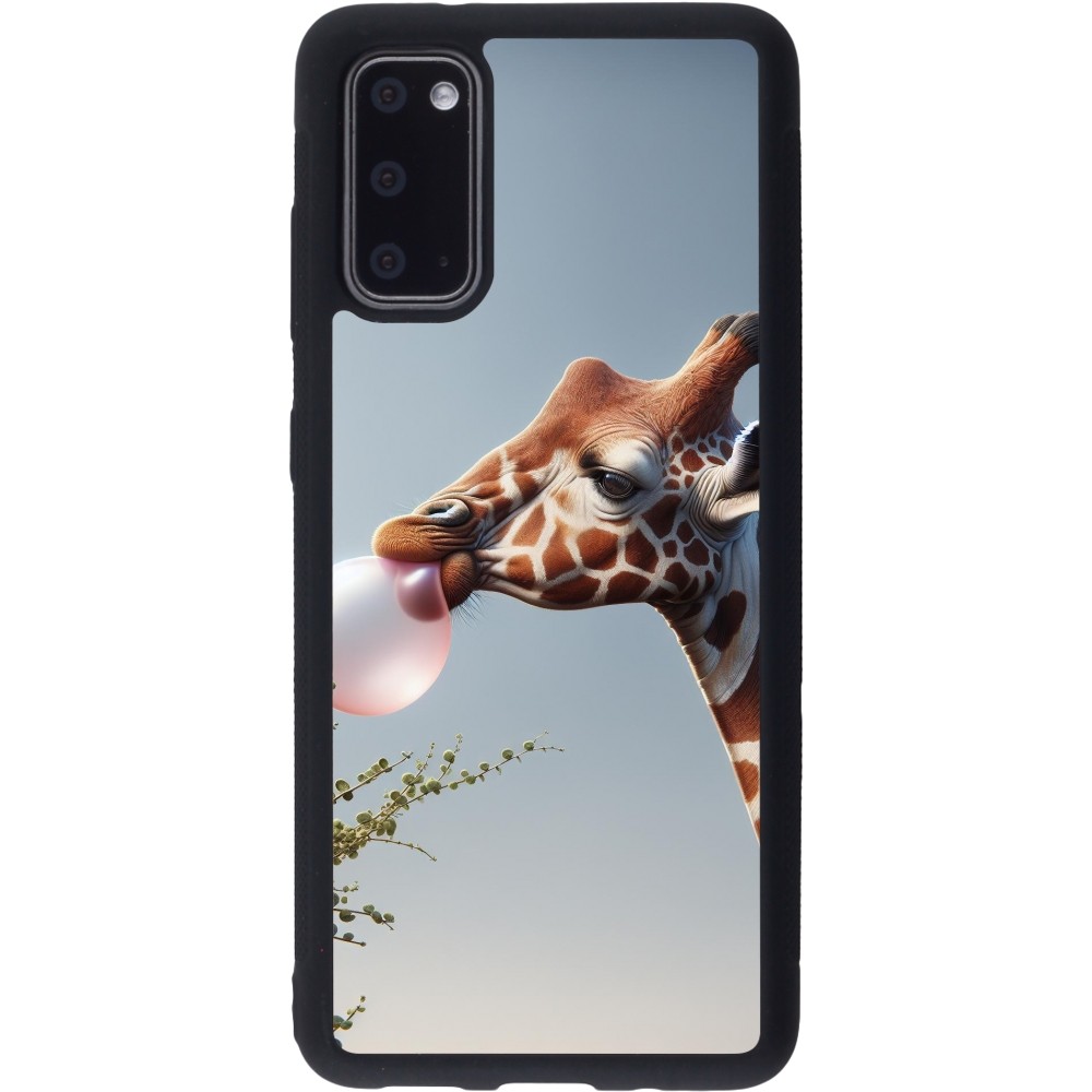 Samsung Galaxy S20 Case Hülle - Silikon schwarz Giraffe mit Blase