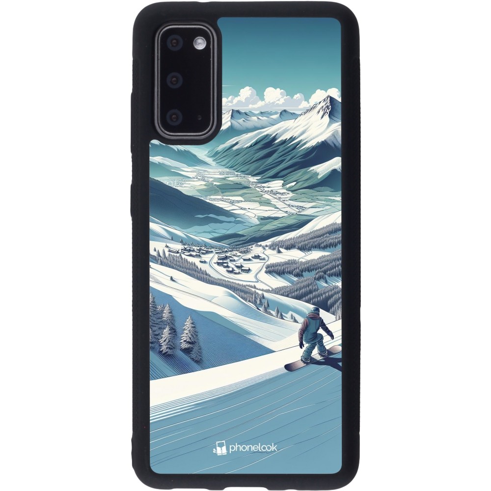 Samsung Galaxy S20 Case Hülle - Silikon schwarz Snowboarder Berg