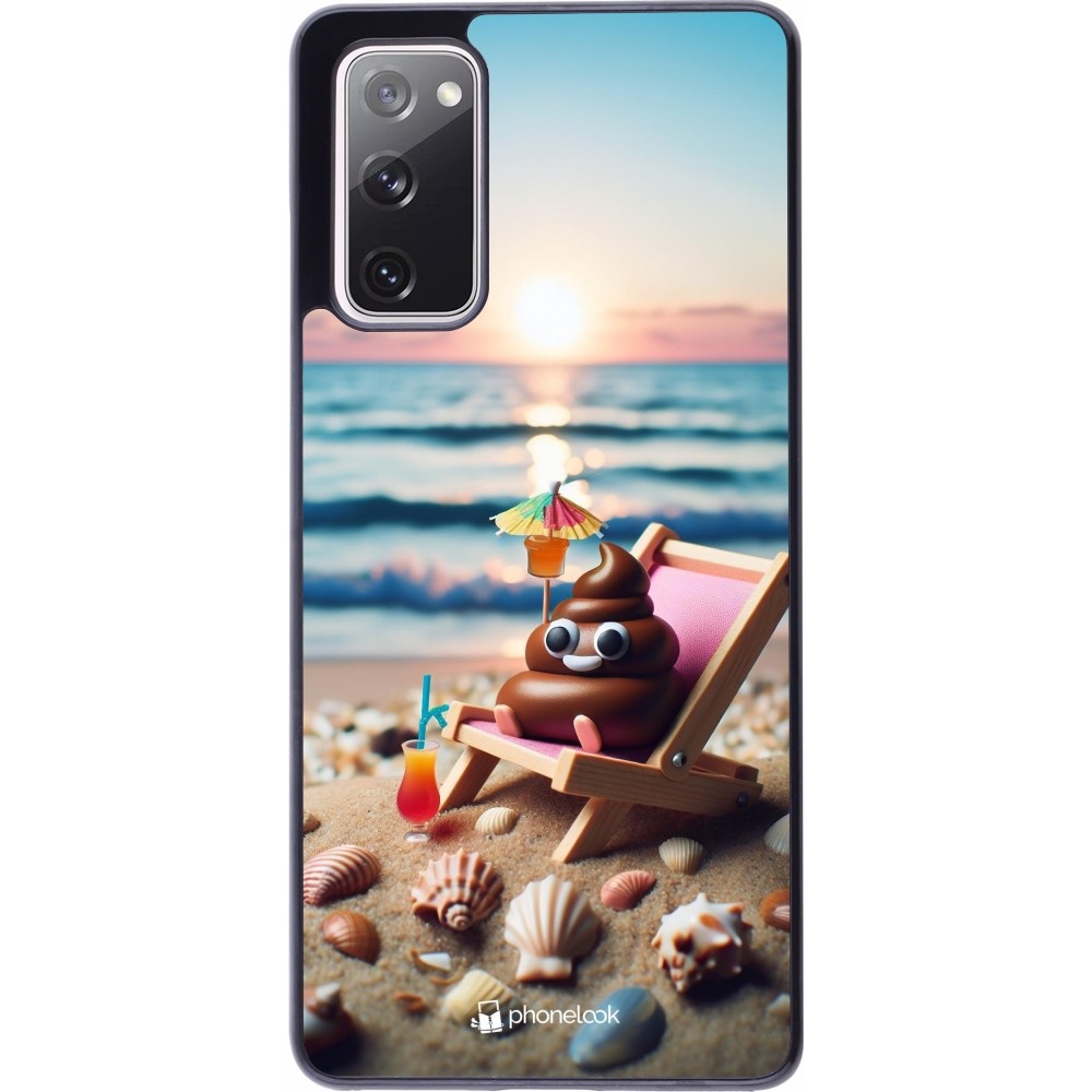 Samsung Galaxy S20 FE 5G Case Hülle - Kackhaufen Emoji auf Liegestuhl