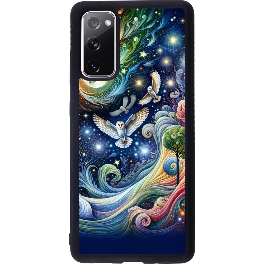 Samsung Galaxy S20 FE 5G Case Hülle - Silikon schwarz Fliegender Blumen-Eule