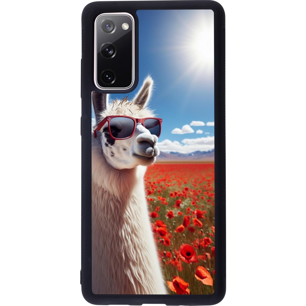 Samsung Galaxy S20 FE 5G Case Hülle - Silikon schwarz Lama Chic in Mohnblume