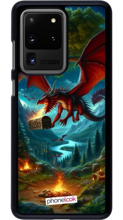 Samsung Galaxy S20 Ultra Case Hülle - Drache Fliegend Wald Schatz