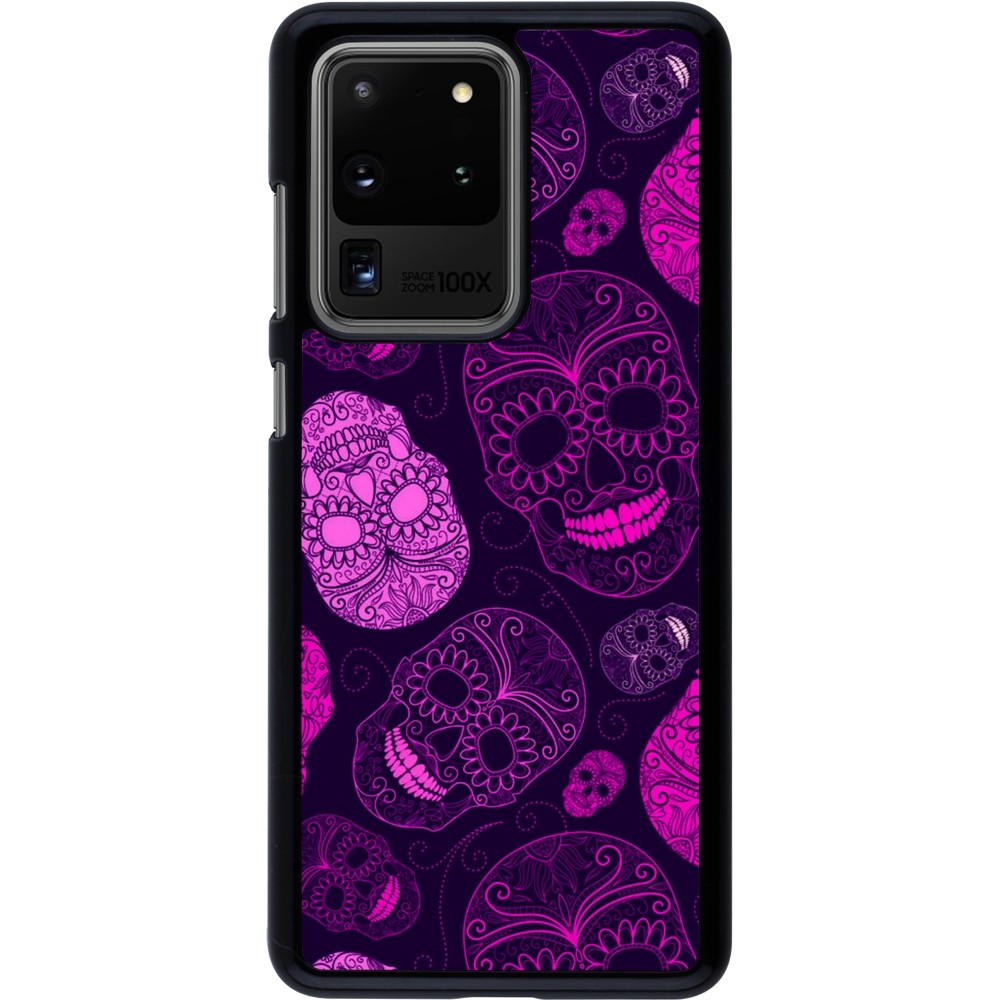 Samsung Galaxy S20 Ultra Case Hülle - Halloween 2023 pink skulls