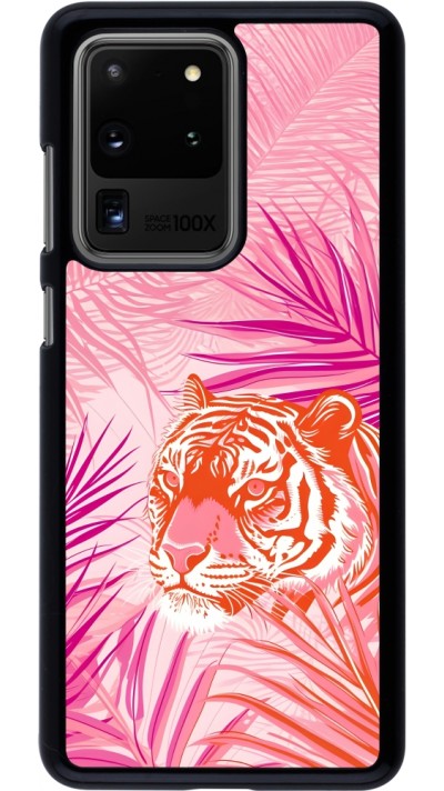 Coque Samsung Galaxy S20 Ultra - Tigre palmiers roses