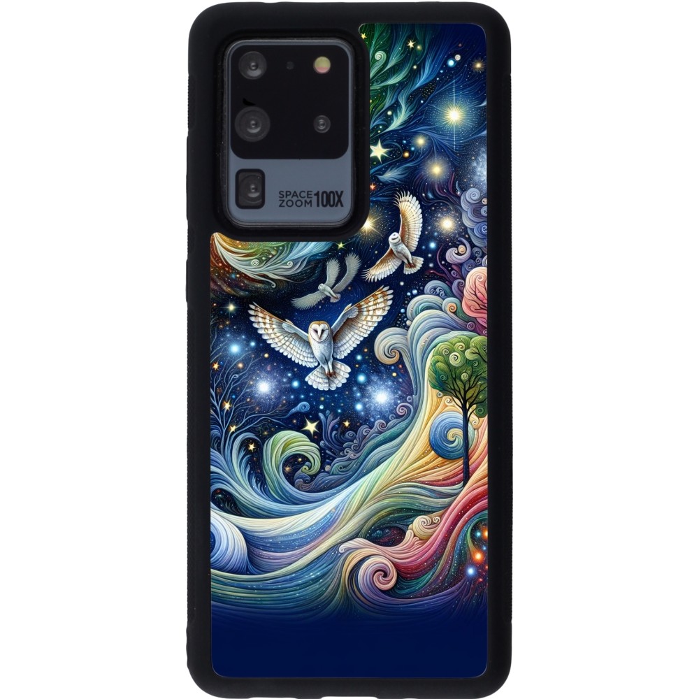 Samsung Galaxy S20 Ultra Case Hülle - Silikon schwarz Fliegender Blumen-Eule