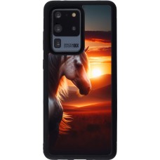 Samsung Galaxy S20 Ultra Case Hülle - Silikon schwarz Majestätischer Sonnenuntergang Pferd