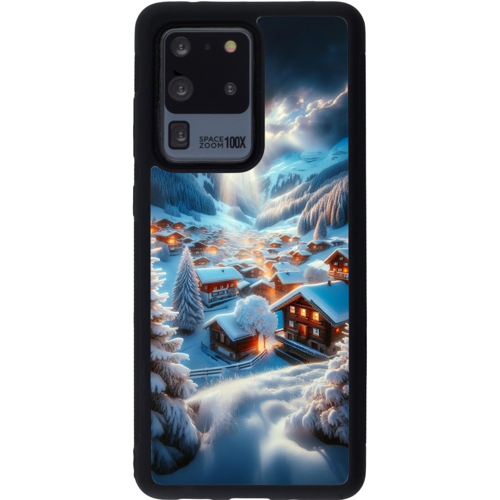 Samsung Galaxy S20 Ultra Case Hülle - Silikon schwarz Berg Schnee Licht