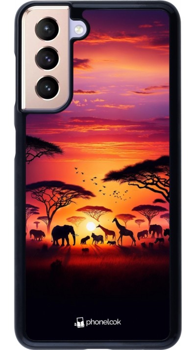 Samsung Galaxy S21 5G Case Hülle - Safari Sonnenuntergang Wildtiere