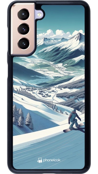 Samsung Galaxy S21 5G Case Hülle - Snowboarder Berg