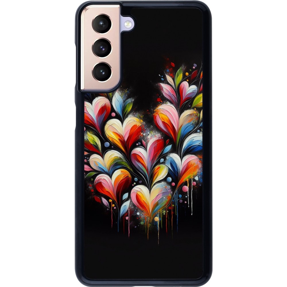 Samsung Galaxy S21 5G Case Hülle - Valentin 2024 Schwarzes Herz Abstrakt