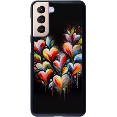 Samsung Galaxy S21 5G Case Hülle - Valentin 2024 Schwarzes Herz Abstrakt