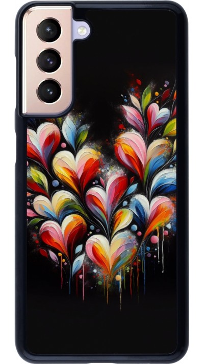 Samsung Galaxy S21 5G Case Hülle - Valentin 2024 Schwarzes Herz Abstrakt