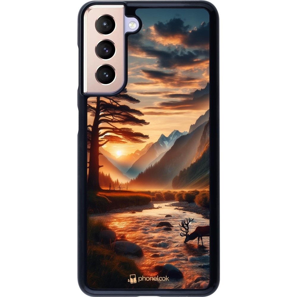 Samsung Galaxy S21 5G Case Hülle - Tal Sonnenuntergang Hirsch Baum