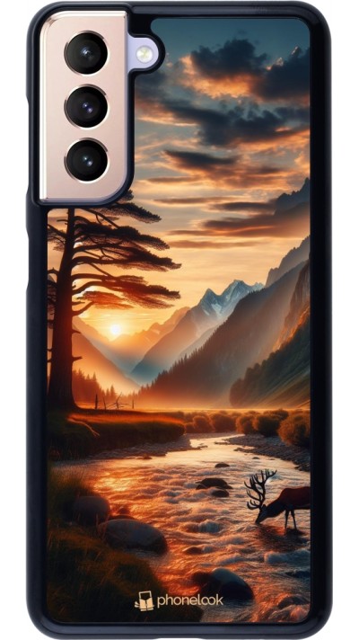 Samsung Galaxy S21 5G Case Hülle - Tal Sonnenuntergang Hirsch Baum