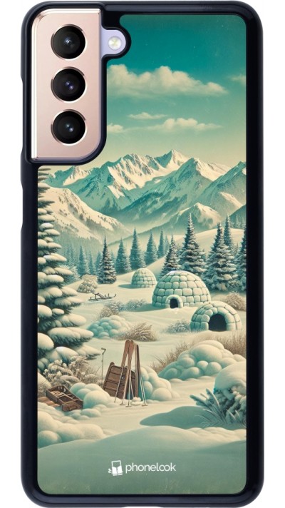 Samsung Galaxy S21 5G Case Hülle - Vintage Schneebedeckter Berg Iglu