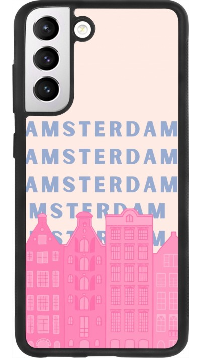 Samsung Galaxy S21 FE 5G Case Hülle - Silikon schwarz Amsterdam Pink Print