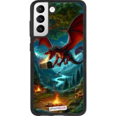 Samsung Galaxy S21 FE 5G Case Hülle - Silikon schwarz Drache Fliegend Wald Schatz